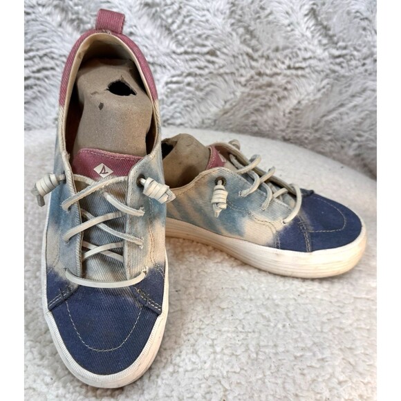 SPERRY Sneakers Women’s Size 8 US Vibes THICK SOLE OCEAN SHORE TIE DYE Blue Pink - Picture 8 of 14